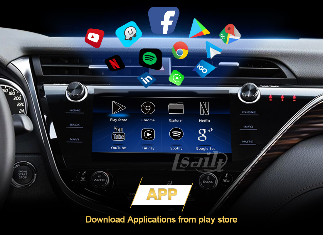 Интерфейс с CarPlay, автомобиль андроида PX6 4GB автоматический андроида, Yandex, YouTube для венчика 2018-2021 Avalon сиенны Тойота