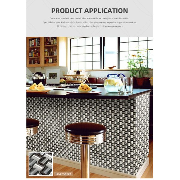 Стена нержавеющей стали мозаики кухни 3D декоративная кроет Backsplash черепицей AISI 1219X2438mm