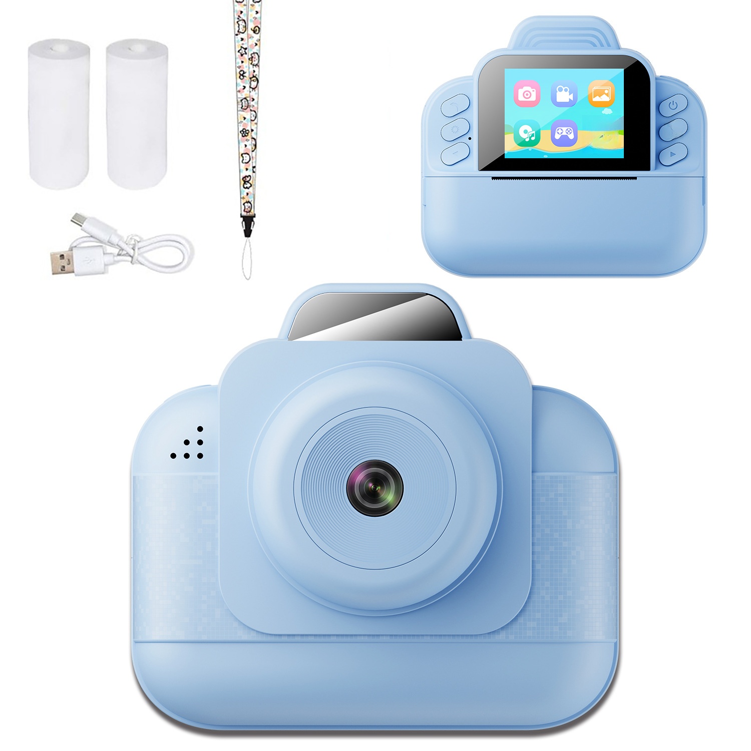Instant Print Children's Digital Thermal Mini Camera with CMOS Sensor MicroSD Plastic 4K Video 2.4
