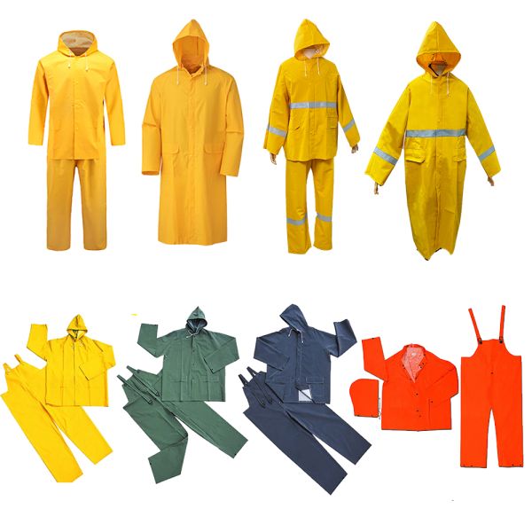 OXFORD CLOTH Custom Waterproof Thick Heavy Duty PVC Polyester Adult Yellow Raincoat