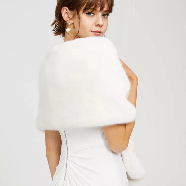 Exquisite Embellished Faux Fur Shrug Sustainable  Faux Fur Accessories