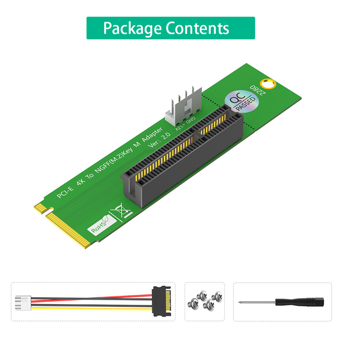 PCI Express PCI-E 4X к NGFF M.2 PCIe Riser Card X4 к M2 Ключевой индикатор адаптера M для криптографии