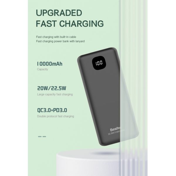 Durable  Fast Charging with Built-in Cables  Power bank High Capacity  with LED Display