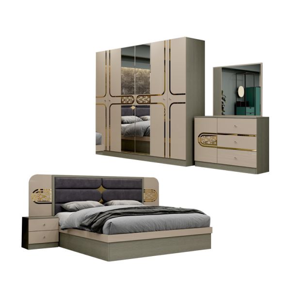 Barato mayorista estilo turco de madera King Size cama hotel doble marco de madera hogar moderno de lujo conjunto de muebles de dormitorio completo