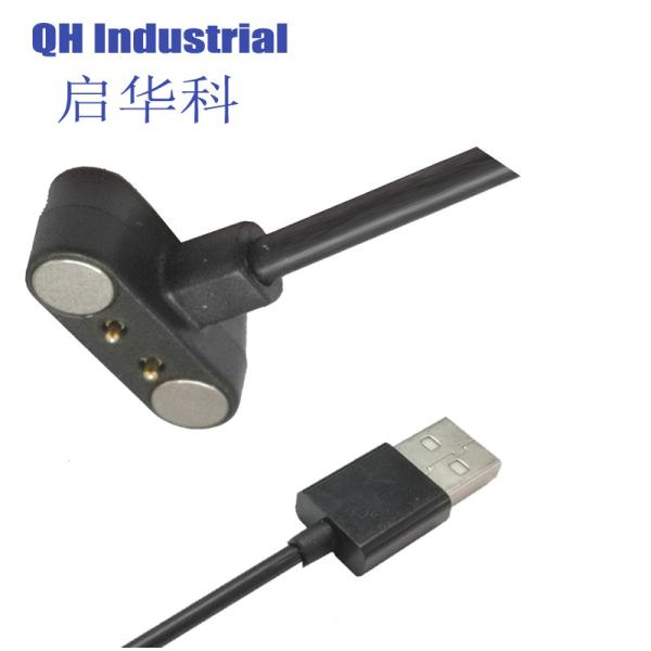 2Pin Ce Standard Battery 90 Degree Bend Pin Magnetic Power Connectors Short Tablet Smt Pogo Pin Magnetic Power Connector