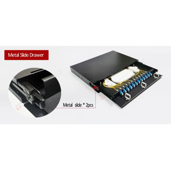 12 порта ядри дуплекса 24 пульта временных соединительных кабелей 1U LC UPC оптического волокна Slding держателя шкафа 19 дюймов