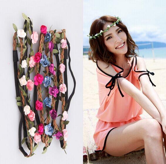 Beach bride bridesmaid flower garland headband headdress holiday pictures accessories