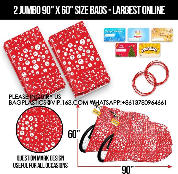 90”X 60” Bike Gift Bag Set Christmas Valentines Day Birthday Boy Girl Jumbo Bicycle Bags Extra Large Bags Bicycles