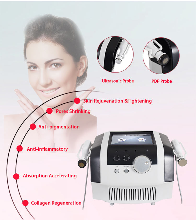 Non Invasive 2 Handles Anti Aging Ance Removal Ultrasonic Ceramic Space Plasma Machine