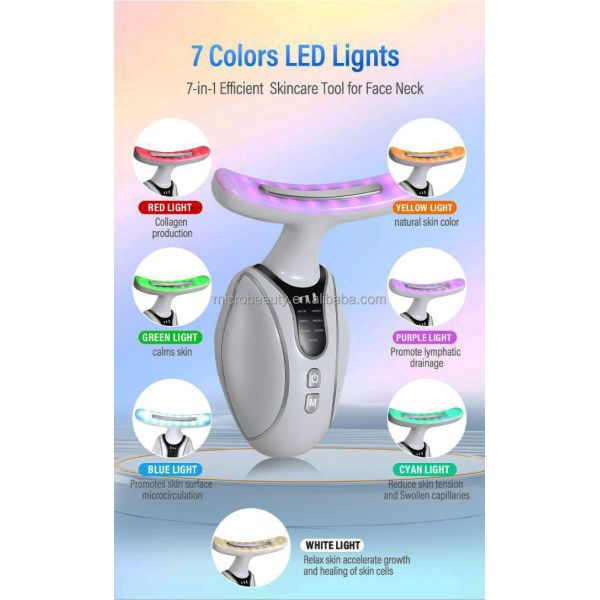 Mujeres Masajista de elevación de cara y cuello LED Fotonoterapia EMS Masajista de elevación facial