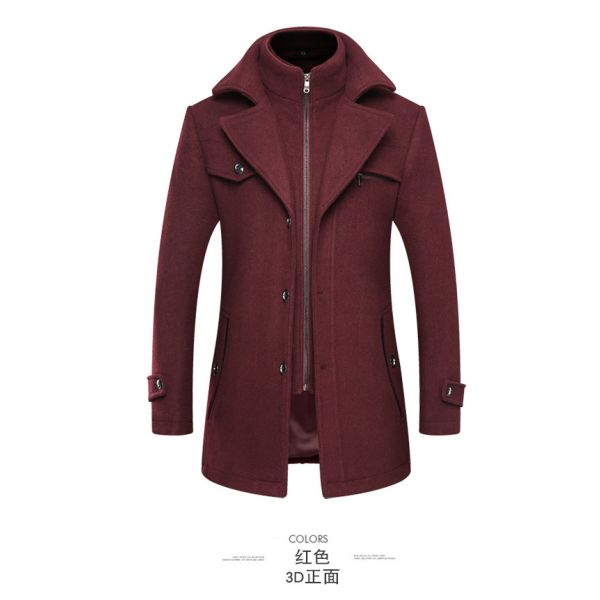 NO Needle Detection Fashion City 24-35Years old Men's Plus Size Double Collar Woolen Coat