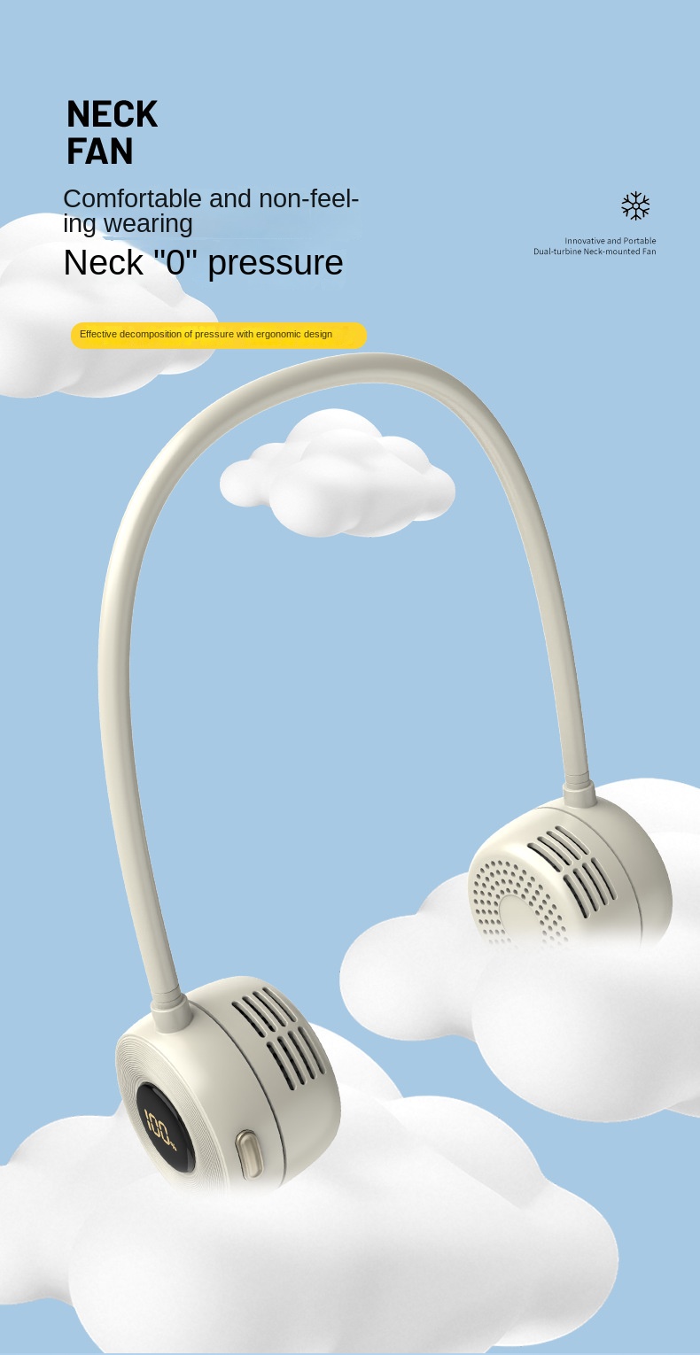 Portable USB Mini Fan Cross-Border Folding Neck Fan with Large Wind 3-Speed Air Cooling for Outdoor and Desktop Use