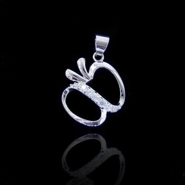 Sterling Silver Cubic Zirconia Round Pendant Necklace Charm For Lady Jewelry