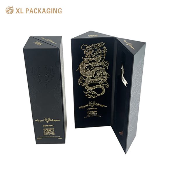 XL Упаковка Индивидуальная Фабрика Индивидуальная Черная Магнитная Золотая Фольга Винная Коробка Роскошная Упаковка Подарка для Виски и Красного Вина с Бархатным Ложементом