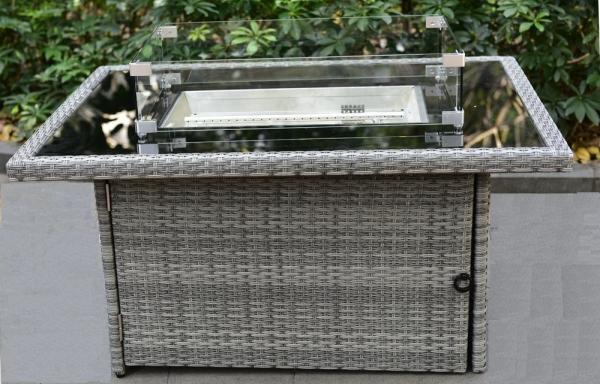 Garden Wicker Outdoor Square Propane Gas Fire Pit With Grill Barbecue