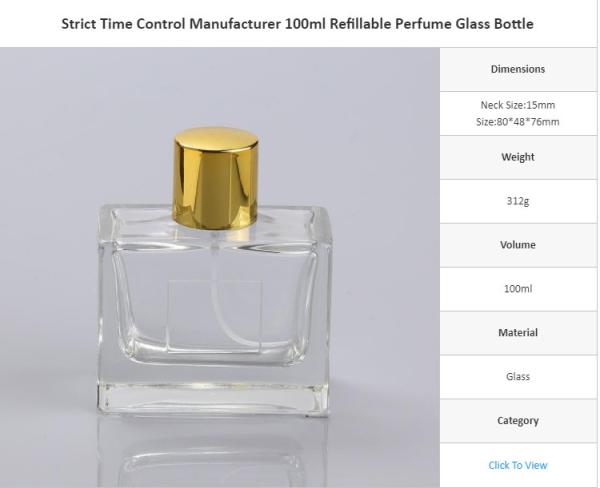 Strict Time Control Manufacturer 100ml Refillable Perfume Glass Bottle