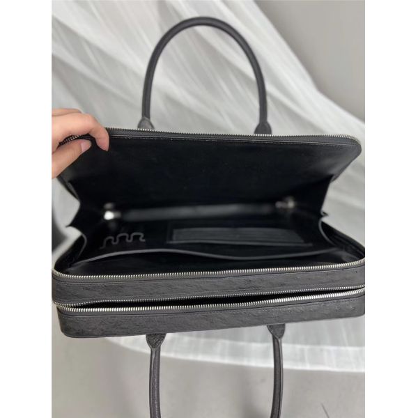 Authentic Ostrich Skin Businessmen Working Travel Purse Laptop Briefcase Genuine Leather Male Large Top-handle Handbag