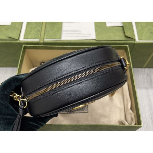 GG Marmont Wave Round Full Leather Chain Bag Soft Leather 18.5cm Length