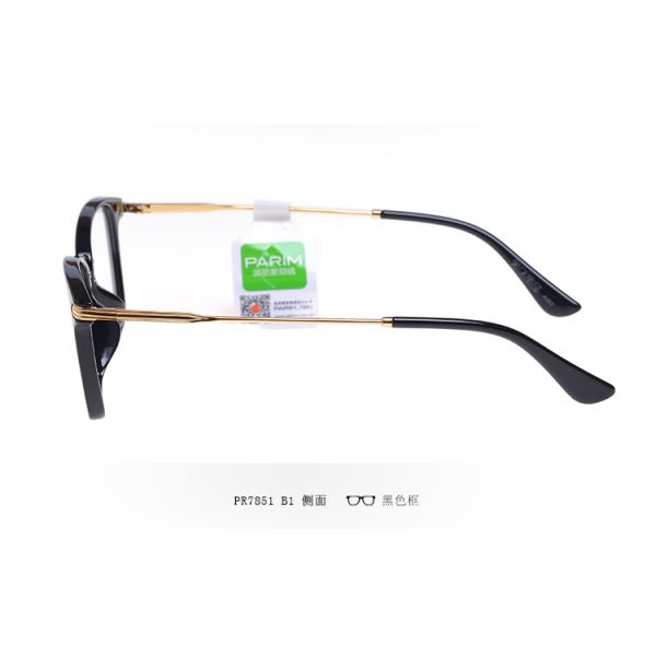 Gold Optical Parim Eyeglasses Frames With Plastic Metal Mixture Material