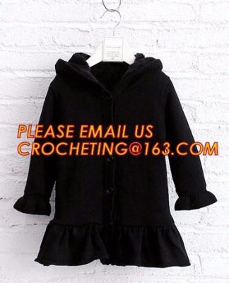Superior quality kid sweater cute hooded girls thick dress coat, Commercial 100% cotton knitted kids long girls pullover