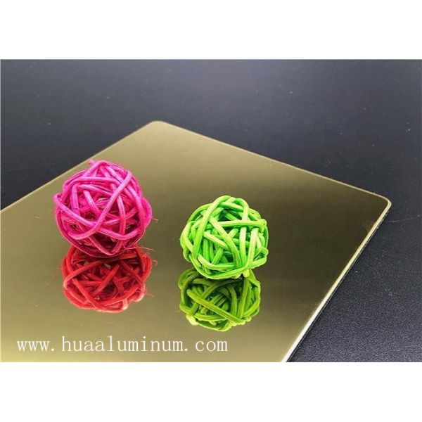 Antibacterial Golden Mirror Aluminium Composite Panel , ISO 6mm ACP Sheet