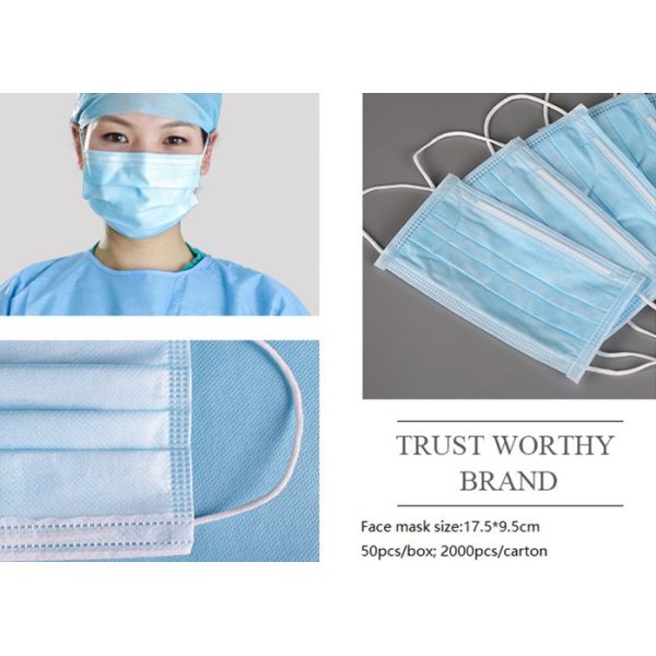 Type IIR ASTM Meltblown Nonwoven 3 Ply Surgical Face Mask