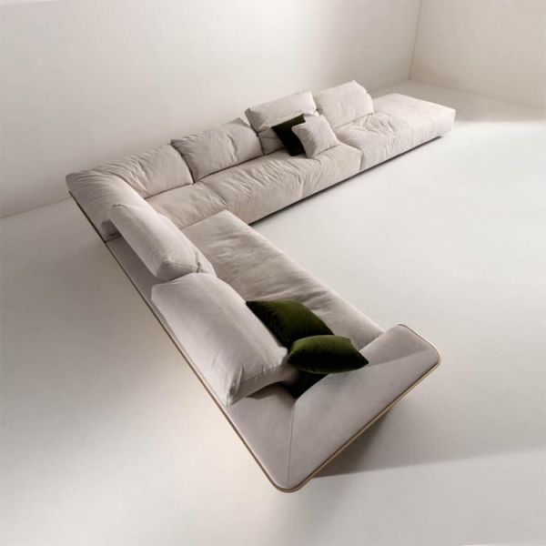 Italian Light Luxury Leather Sofa Living Room Three-person Stainless Steel Sofa Imported Frosted Leather Furniture