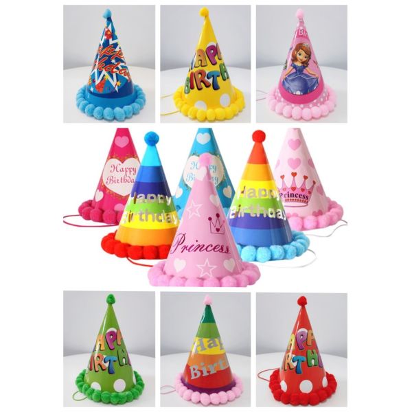 Customized End Hairball Paper Birthday Hat for Baby One Year Old Adult Party Pointy Hat