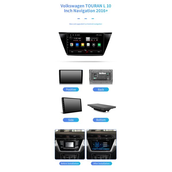 IPS HD Large Screen Car Sat Nav With Bluetooth 10'' For Volkswagen TOURAN L 2016+