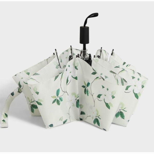 190T Pongee Foldable Manual Open Umbrella With Fiberglass Ribs