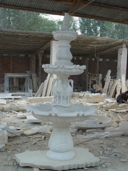 Crane Carved White Marble Stone Water Fountain Decoration