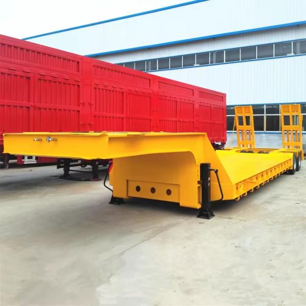 28 Tons Two Speed Landing Gear Low Bed Semi Trailer For Heavy Equipment Transportation