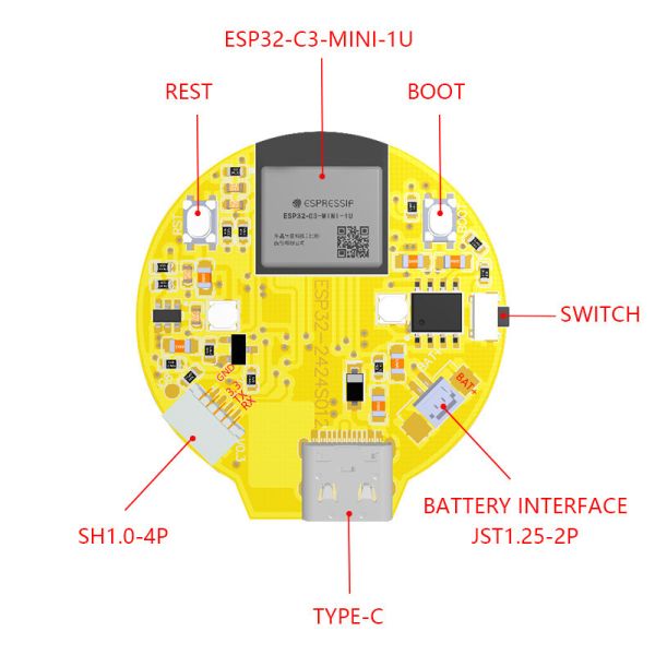 1,28-дюймовый tft с платой разработки ESP32, разрешение 240x240 с Wi-Fi/Bluetooth/Интернет/MCU