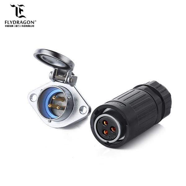 YA Automatic Spring Cover Series Metal Male Panel Mount Female Socket Circular DC Jack 3Pin Wire Connector