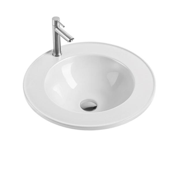 Porcelaine moderne facile à nettoyer blanche artisanale Ceramique Monté sur le comptoir évier cuve salle de bain évier de lavage trou unique robinet unique