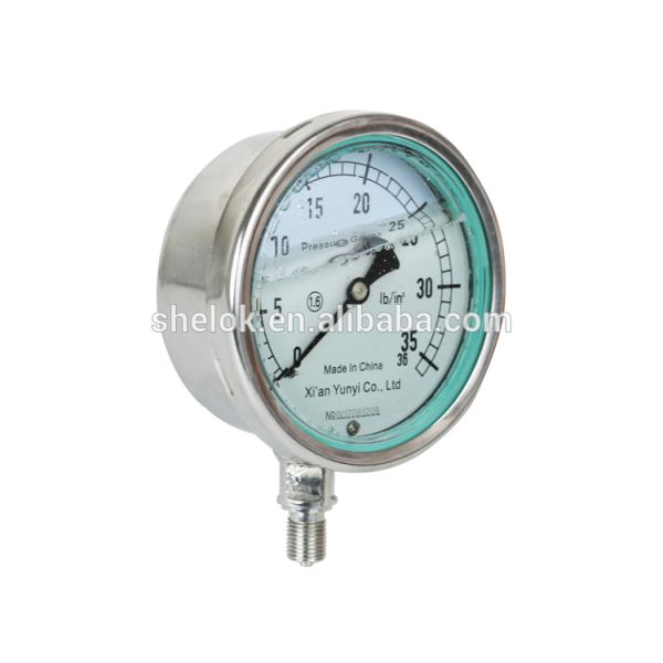 Stainless steel oil filled pressure gauge