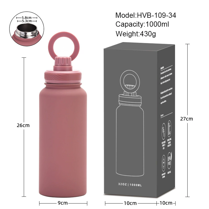 New Cross-border Mobile Phone Magnetic Stand Water Cup Outdoor Large-capacity 1L Insulated Cup Stainless Steel Sports Water Bottle