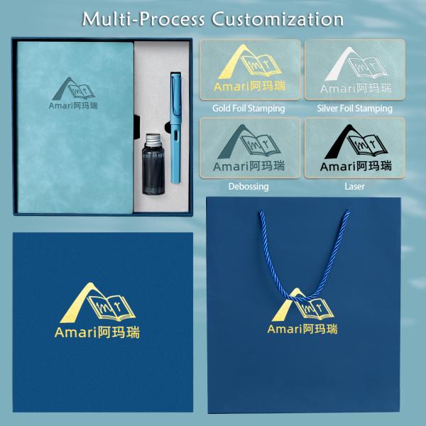 Custom Logo Soft PU Leather Notebook Gift Set Box For Business Corporate Meeting