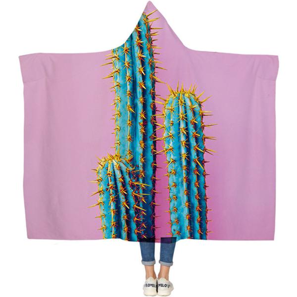 Cactus series children's adult hooded blanket velvet fabric rectangular hand washable