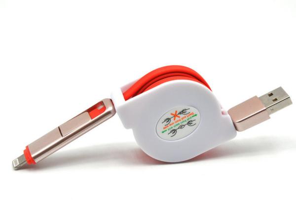 TPE 2 In 1 Retractable USB Extension Cable Micro Sync For IPhone 7 Samsung S6 Samsung Note