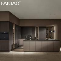 Gráfico direto Armários de cozinha modulares modernos de melamina Armários de cozinha de painel plano