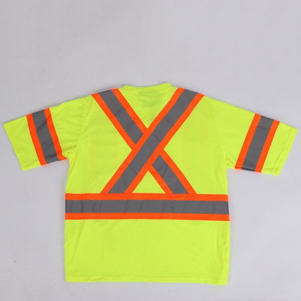 Breathable Reflective Safety Shirts Crew Neck Fluorescent Yellow