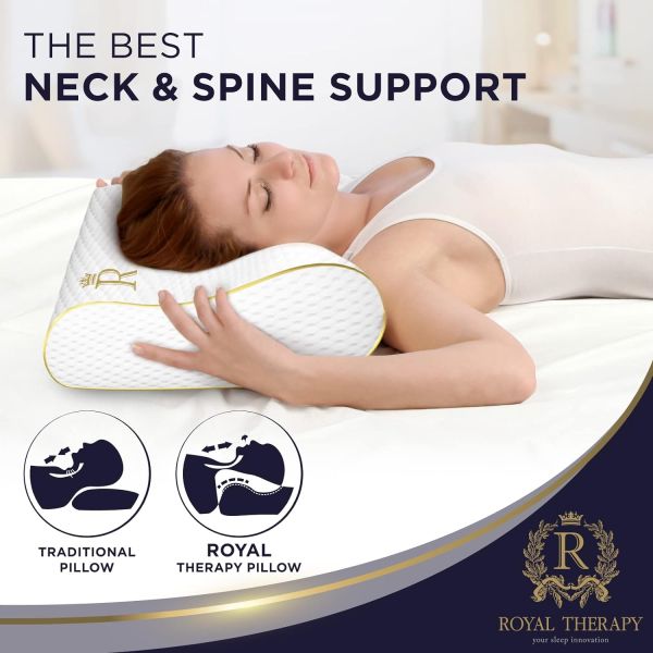 Striped King Contour Pillow for Side Sleepers Memory Foam Pillow Cervical CertiPUR-US