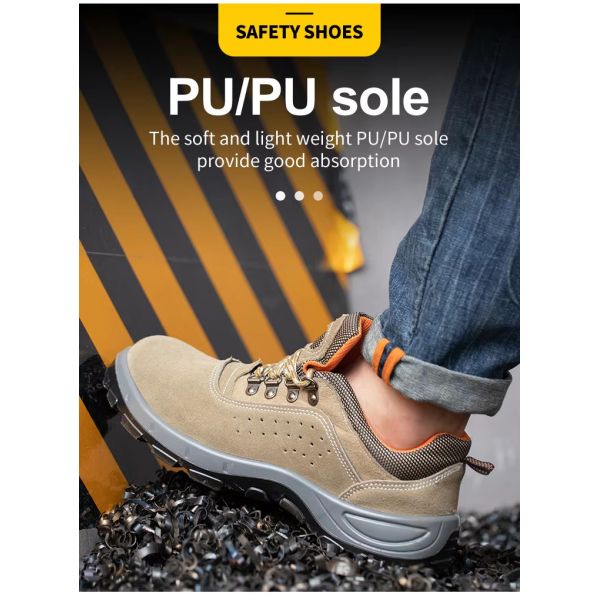 Yellow Lightweight Comfortable Safety Shoes / Comfortable Work Shoes Men with PU/PU Sole