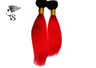 Red Mongolian Human Hair Extensions , Straight Colorful Ombre Hair Extensions