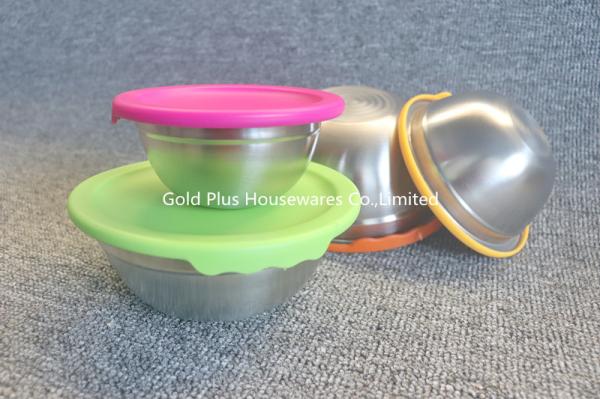 Kitchen dinnerware multicolor salad soup rice bowls stainless steel mixing bowl with plastic lids
