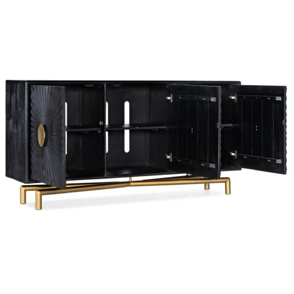 Customized 40 Inch Buffet Cabinet Black TV Sideboard MDF Material