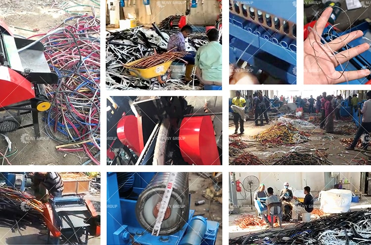 Отделить медь от резиновых/пластиковых корпусов с помощью 280-килограммовой машины для очистки отходов проволоки