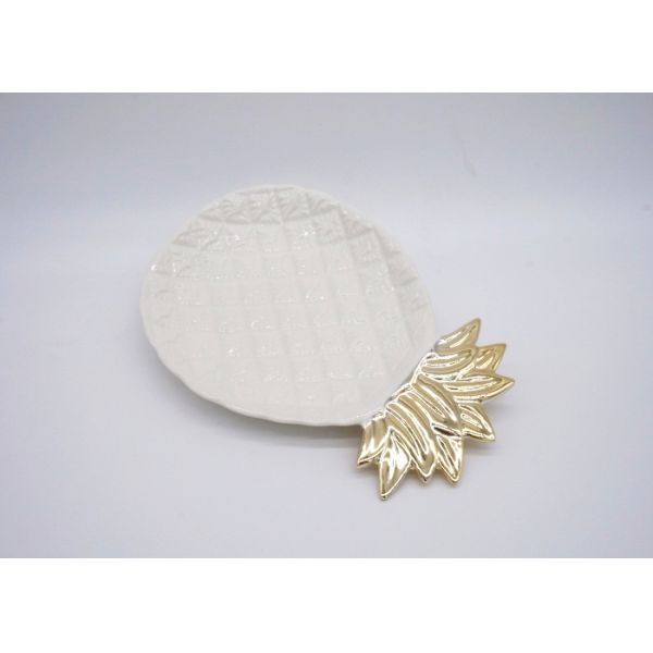Gold Electroplated Pineapple Candy Dish , Customized Pineapple Party Plates