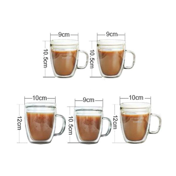 350ml Personalized Glass Cup Double Wall Glass Tea Cup Cadmium Free